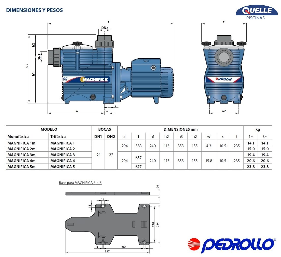 PEDROLLO Magnifica 3 de 1,5 HP - Bomba para piscinas