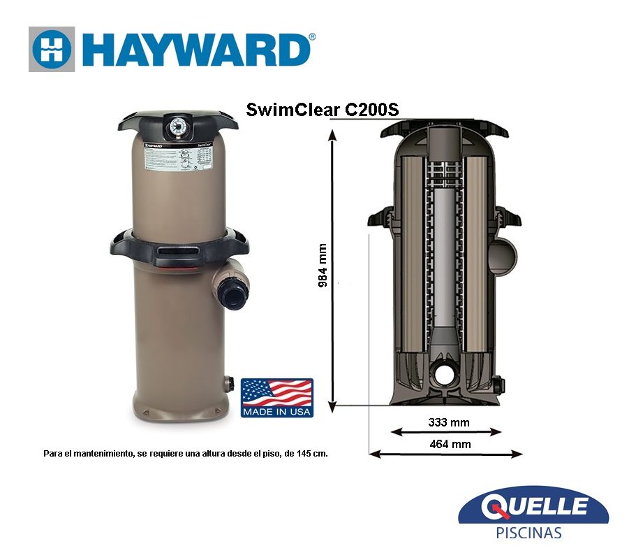 HAYWARD SwimClear C200S – Filtro de Cartucho para Piscinas de 100.000 litros