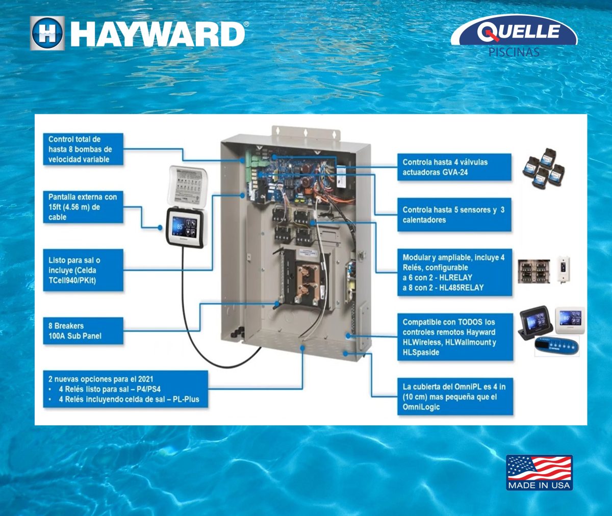 HAYWARD Omni PL - Domótica y Clorador Salino para Piscinas y Spas - 120.000 litros
