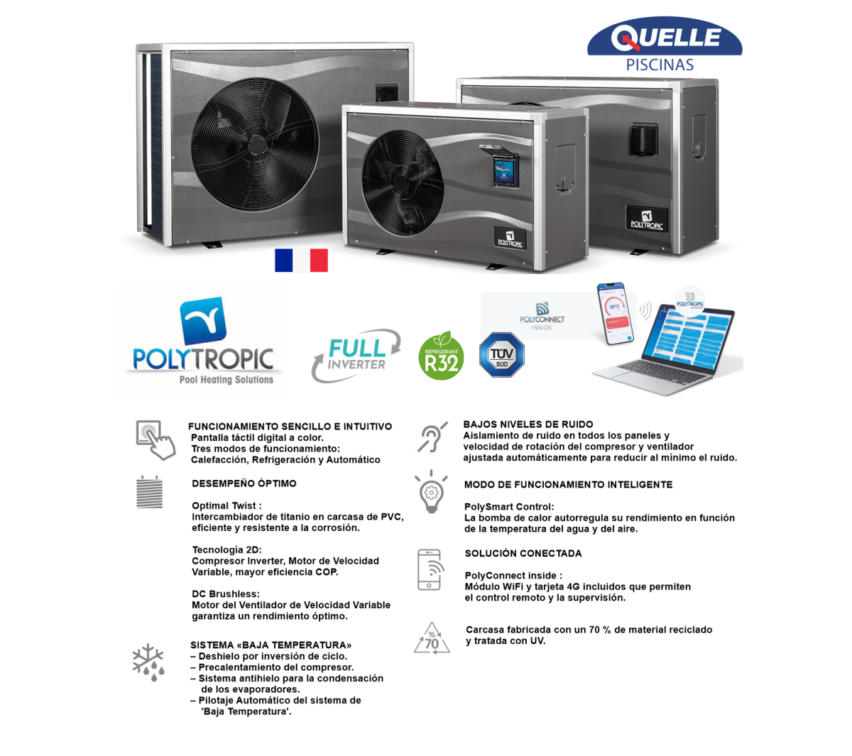 POLYTROPIC Master Inverter S+ Bomba de Calor para Piscinas – 13,1 kW (44.000 BTU)
