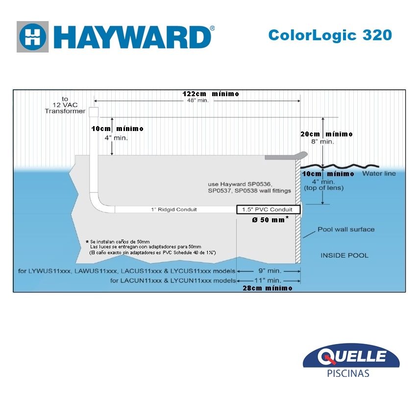 HAYWARD ColorLogic® 320 - Iluminación LED de Bajo Perfil para Piscinas, Spas y Elementos Acuáticos