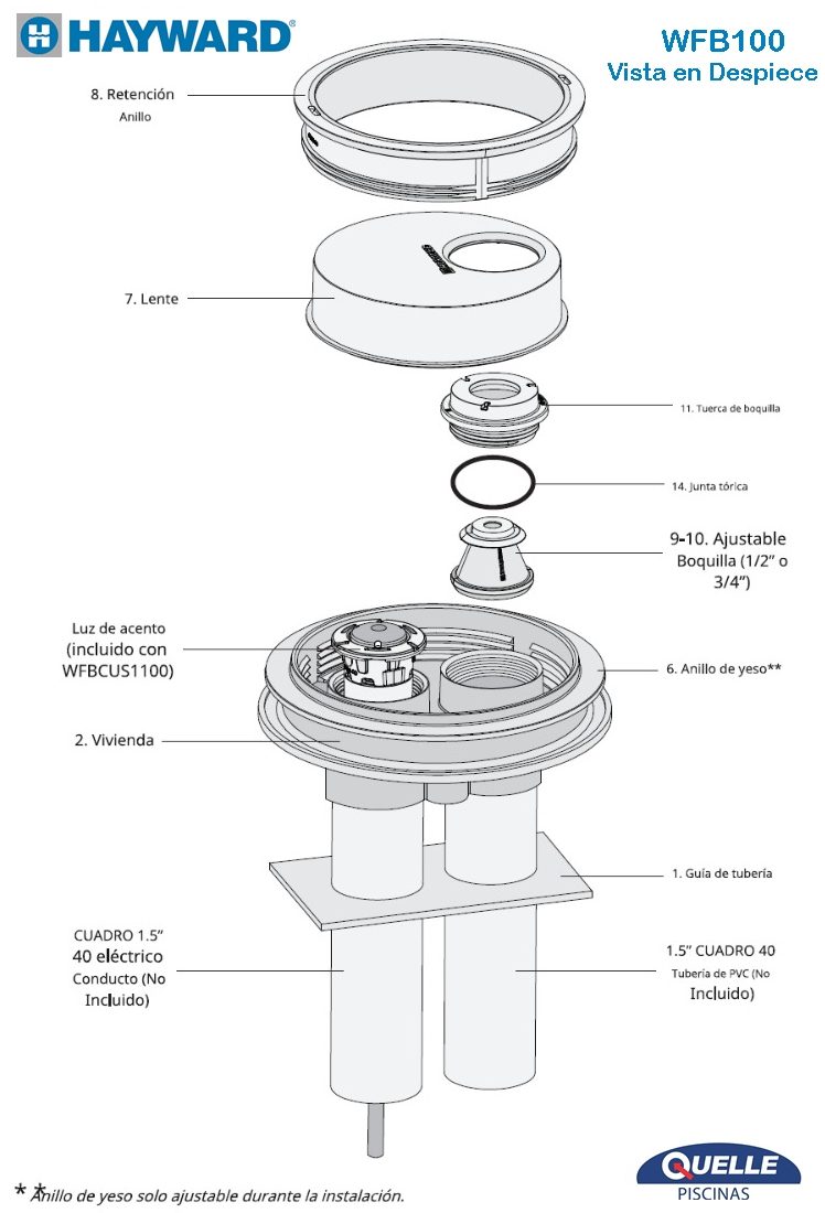 HAYWARD WFB100 - Burbujeador iluminado