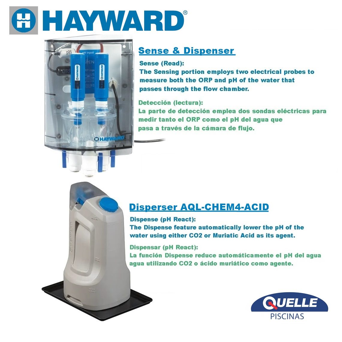 HAYWARD Dispenser - Sistema Automático de Dosificación de Ácido y Cloro Líquido para Piscinas